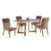 Conjunto de Mesa de Jantar Retangular com Tampo de Vidro e 4 Cadeiras Maya Linho Marrom