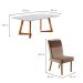 Conjunto de Mesa de Jantar Retangular com Tampo de Vidro e 4 Cadeiras Maya Linho Marrom