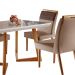 Conjunto de Mesa de Jantar Retangular com Tampo de Vidro e 4 Cadeiras Maya Linho Marrom