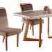 Conjunto de Mesa de Jantar Retangular com Tampo de Vidro e 4 Cadeiras Maya Linho Marrom