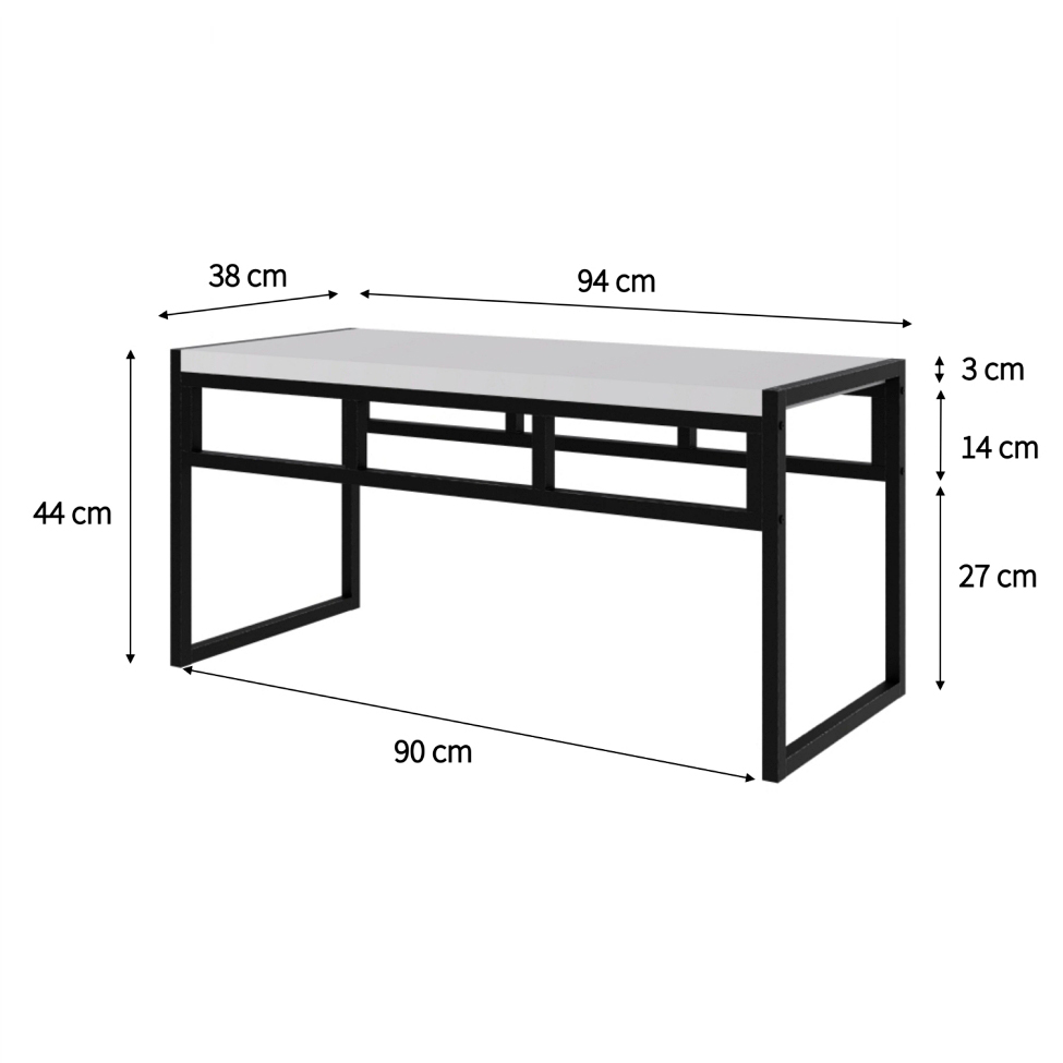 Conjunto de Mesa de Jantar com 2 Bancos Wooden Branco e Preto