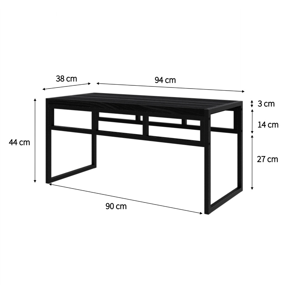 Conjunto de Mesa de Jantar com 2 Bancos Wooden Ônix e Preto