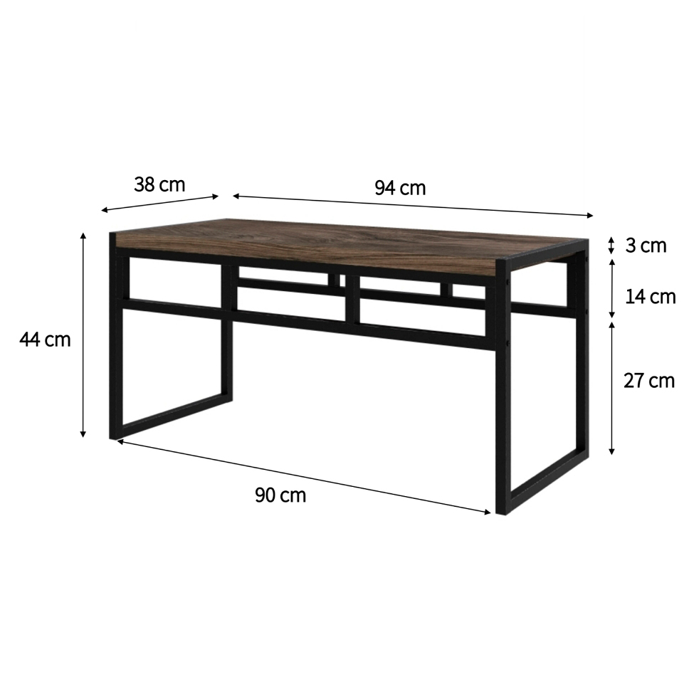 Conjunto de Mesa de Jantar com 2 Bancos Wooden Carvalho Dark e Preto