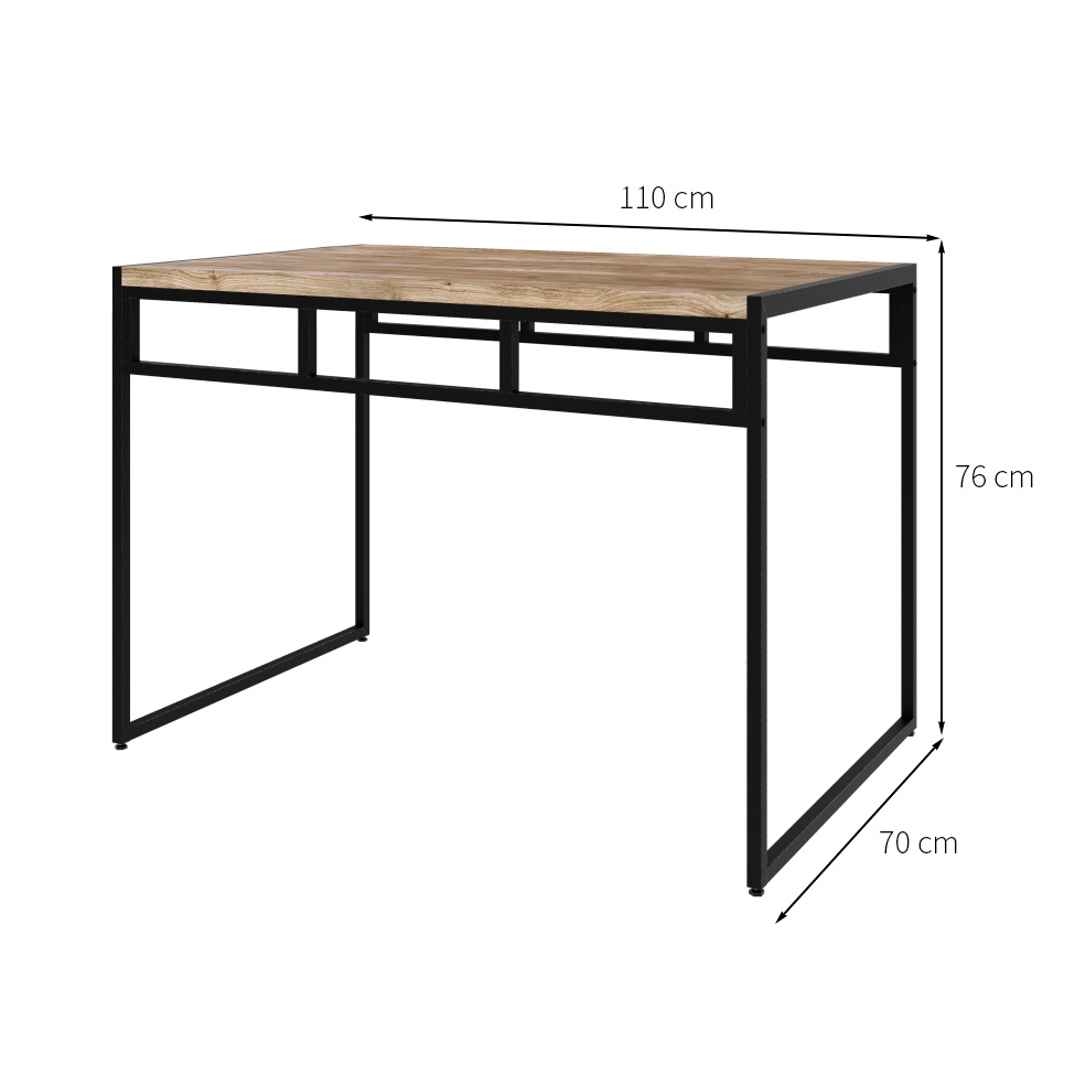 Conjunto de Mesa de Jantar com 2 Bancos Wooden Carvalho e Preto