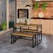 Conjunto de Mesa de Jantar com 2 Bancos Wooden Mel e Preto