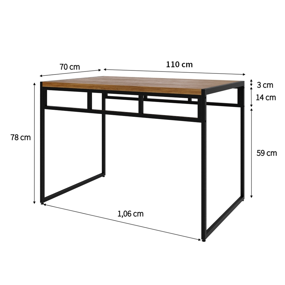 Conjunto de Mesa de Jantar com 2 Bancos Wooden Mel e Preto