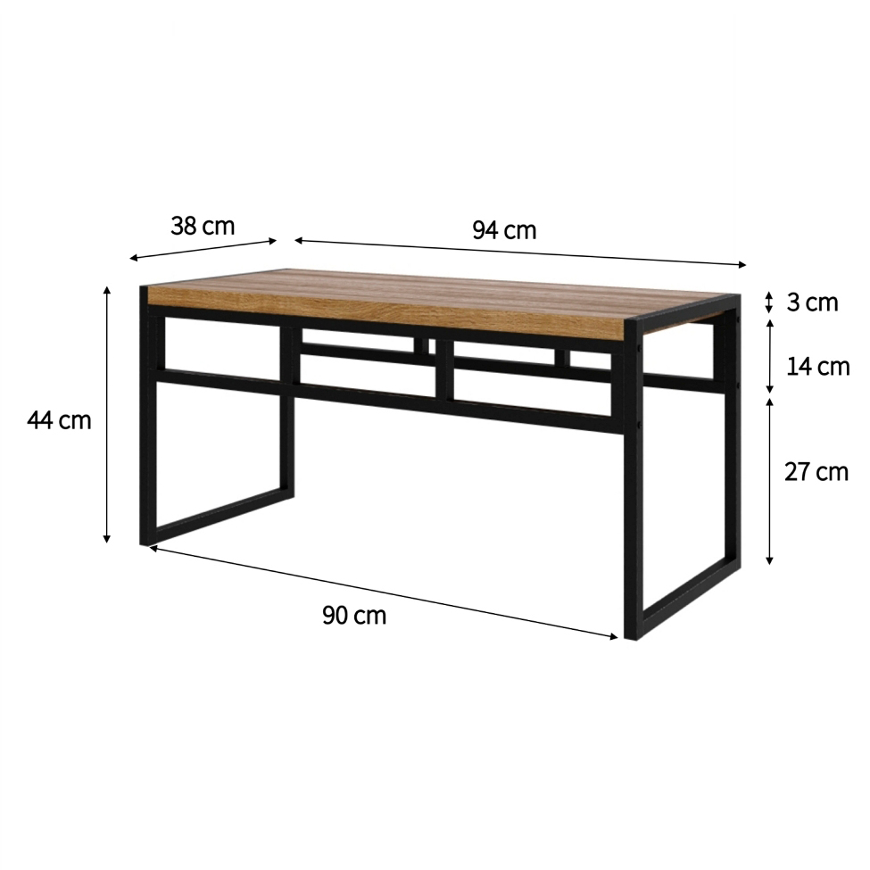 Conjunto de Mesa de Jantar com 2 Bancos Wooden Mel e Preto