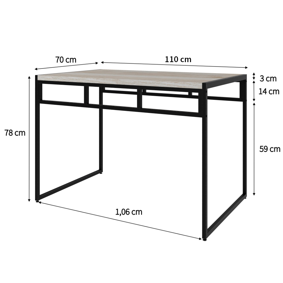 Conjunto de Mesa de Jantar com 2 Bancos Wooden Snow e Preto