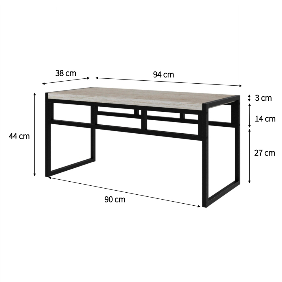 Conjunto de Mesa de Jantar com 2 Bancos Wooden Snow e Preto