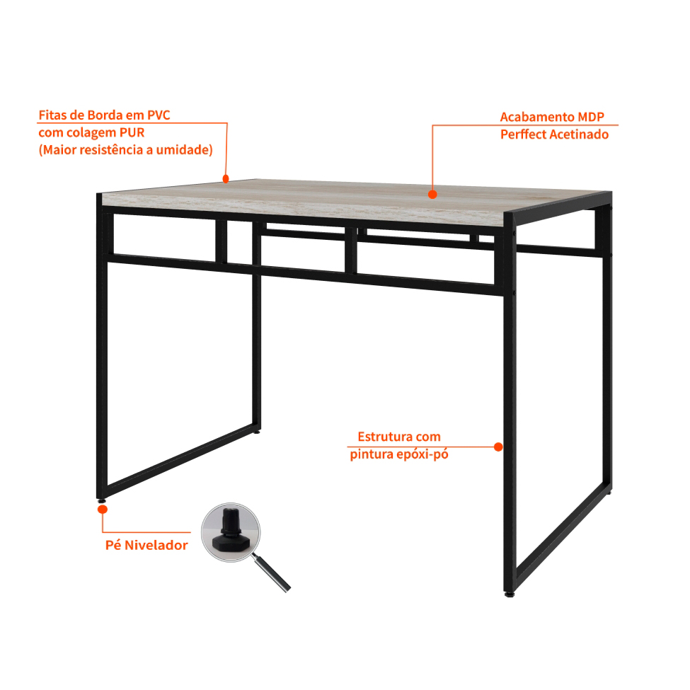 Conjunto de Mesa de Jantar com 2 Bancos Wooden Snow e Preto