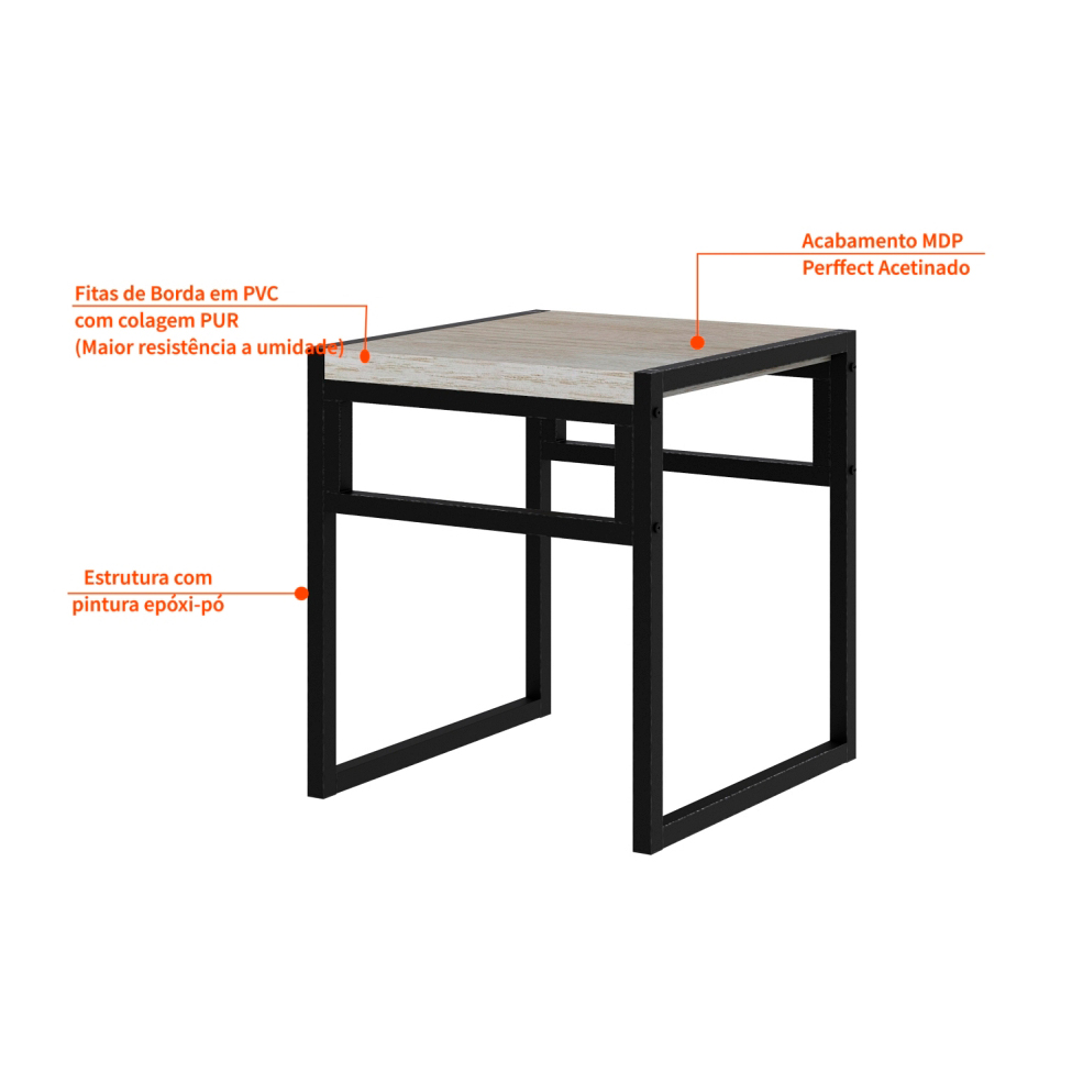 Conjunto de Mesa de Jantar com 2 Bancos Wooden Snow e Preto
