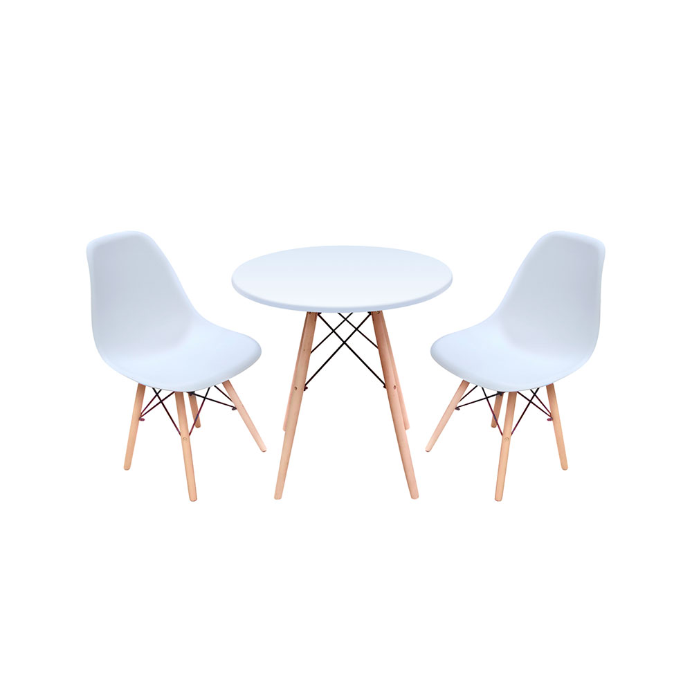 Conjunto de Mesa de Jantar com 2 Cadeiras Eames Branco 