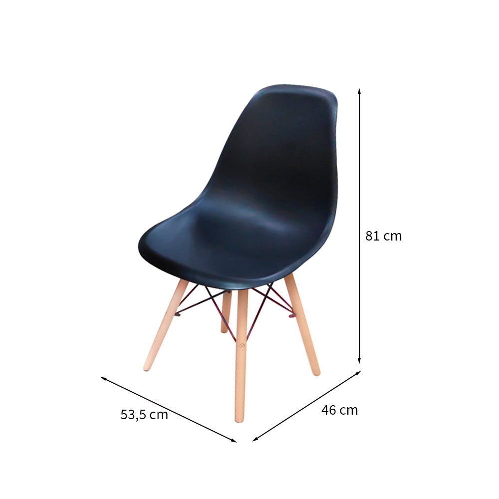 Conjunto de Mesa de Jantar com 2 Cadeiras Eames Preto 