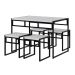 Conjunto de Mesa de Jantar com 4 Bancos Wooden Branco e Preto