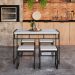 Conjunto de Mesa de Jantar com 4 Bancos Wooden Branco e Preto
