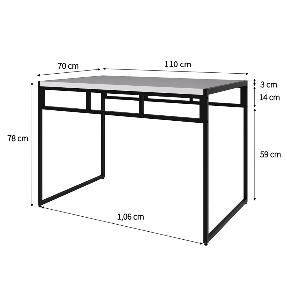 Conjunto de Mesa de Jantar com 4 Bancos Wooden Branco e Preto
