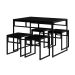 Conjunto de Mesa de Jantar com 4 Bancos Wooden Ônix e Preto