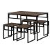 Conjunto de Mesa de Jantar com 4 Bancos Wooden Carvalho Dark e Preto