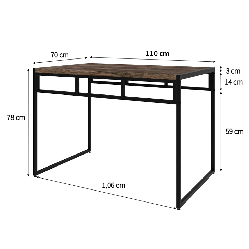 Conjunto de Mesa de Jantar com 4 Bancos Wooden Carvalho Dark e Preto