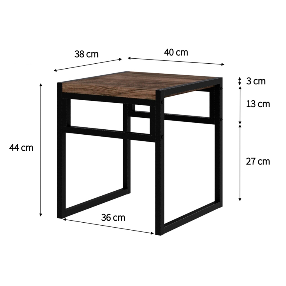 Conjunto de Mesa de Jantar com 4 Bancos Wooden Carvalho Dark e Preto