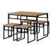 Conjunto de Mesa de Jantar com 4 Bancos Wooden Carvalho e Preto