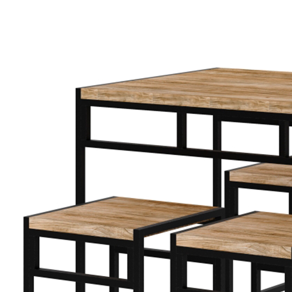 Conjunto de Mesa de Jantar com 4 Bancos Wooden Carvalho e Preto