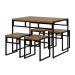 Conjunto de Mesa de Jantar com 4 Bancos Wooden Mel e Preto