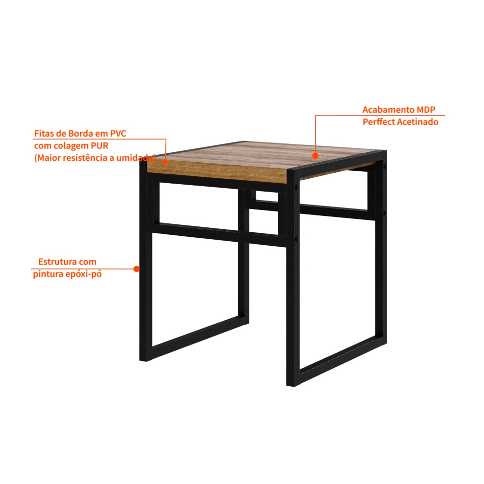 Conjunto de Mesa de Jantar com 4 Bancos Wooden Mel e Preto