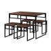 Conjunto de Mesa de Jantar com 4 Bancos Wooden Nogal e Preto