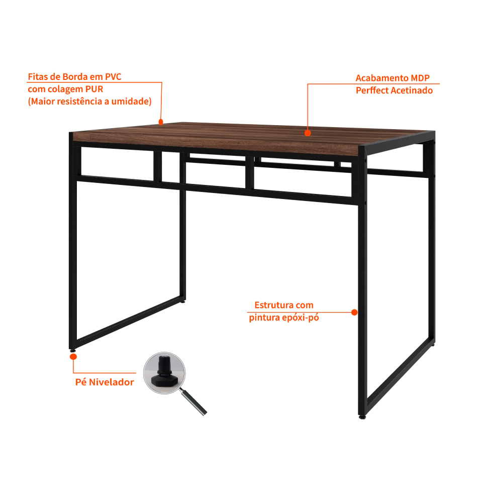 Conjunto de Mesa de Jantar com 4 Bancos Wooden Nogal e Preto