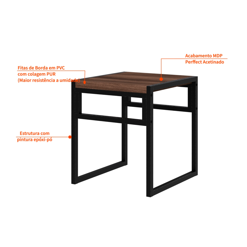 Conjunto de Mesa de Jantar com 4 Bancos Wooden Nogal e Preto