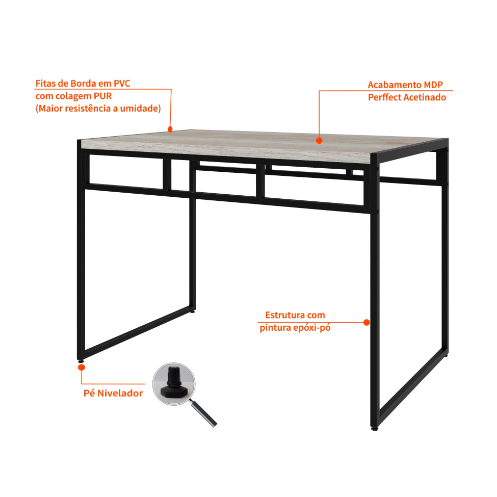 Conjunto de Mesa de Jantar com 4 Bancos Wooden Snow e Preto