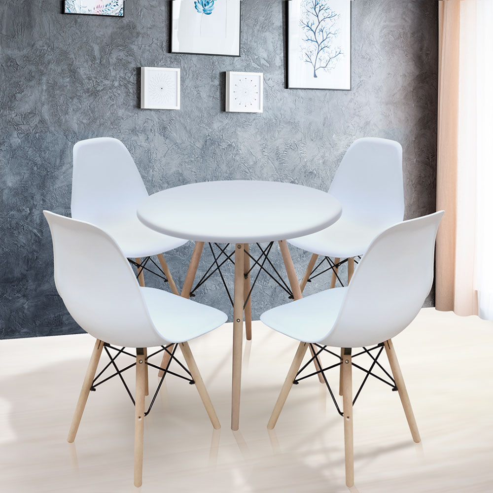 Conjunto de Mesa de Jantar com 4 Cadeiras Eames Branco 