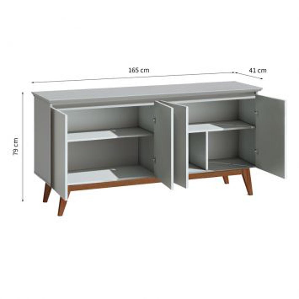 Conjunto de Sala de Estar com Paínel para TV 60 Polegadas Rack Classic 2 GV e Buffet Classic 4 PT Freijó