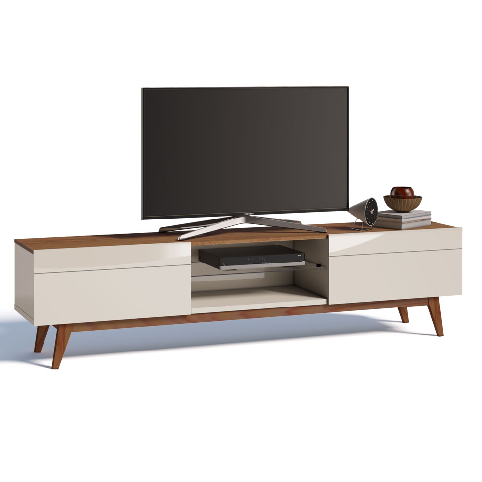 Conjunto de Sala de Estar com Paínel para TV 60 Polegadas Rack Classic 2 GV e Buffet Classic 4 PT Freijó