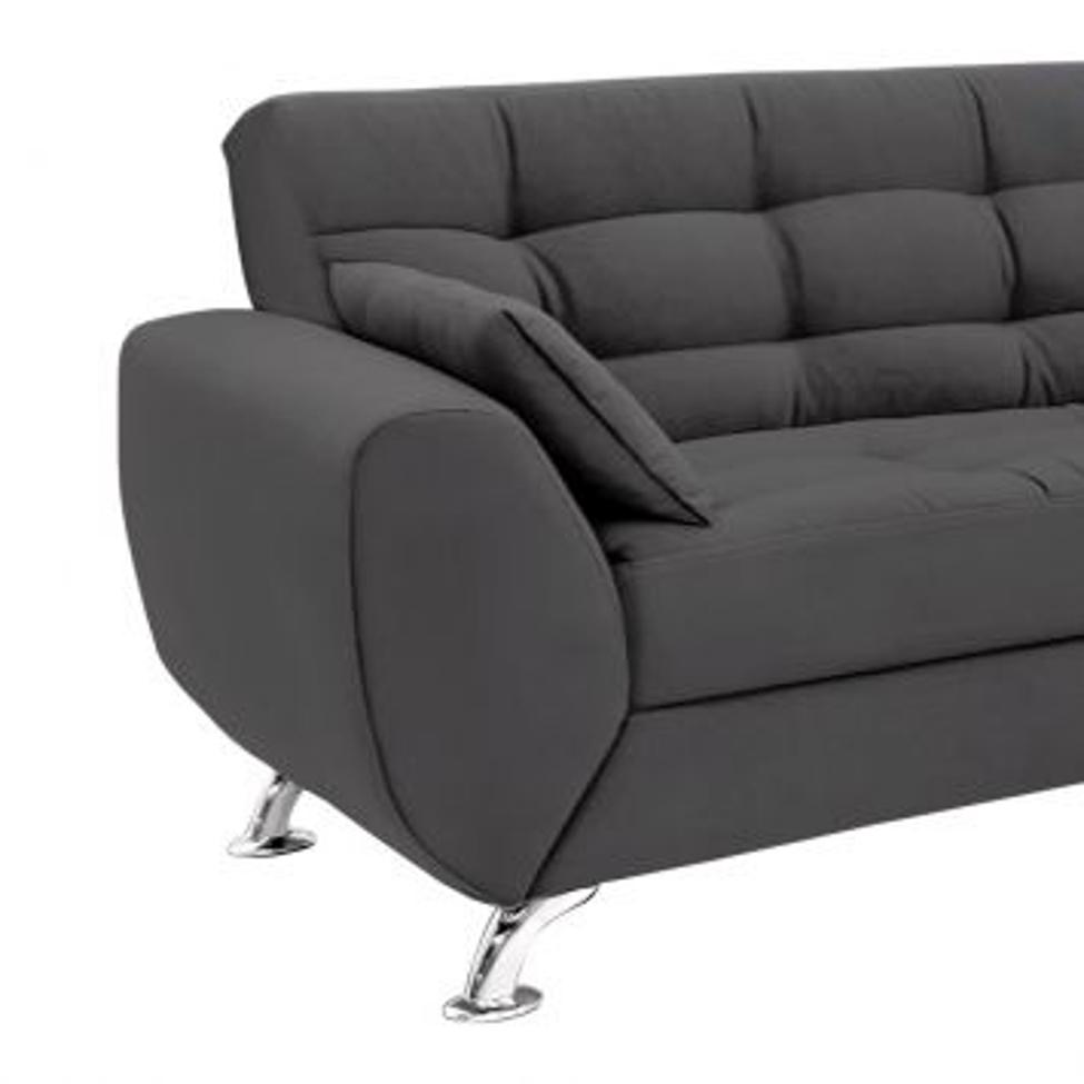 Conjunto de Sofá 2 e 3 Lugares Larissa II Suede Cinza