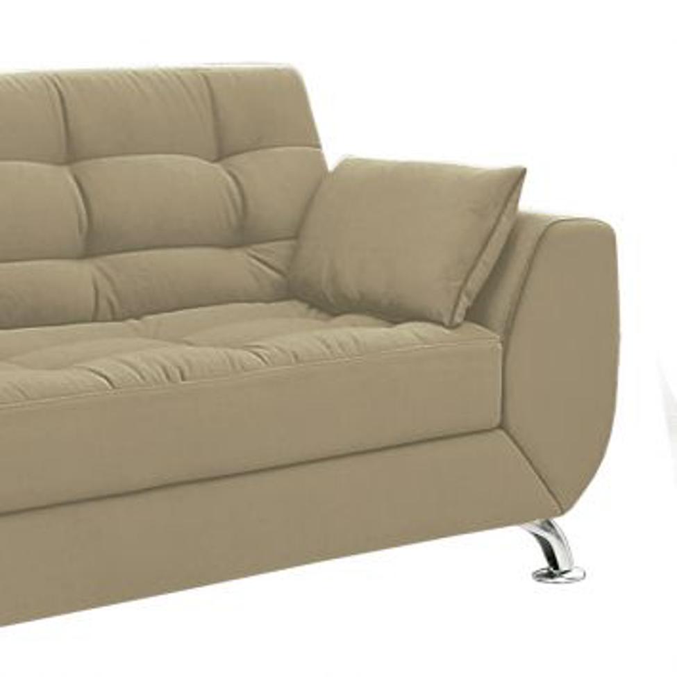 Conjunto de Sofá 2 e 3 Lugares Larissa Suede Bege