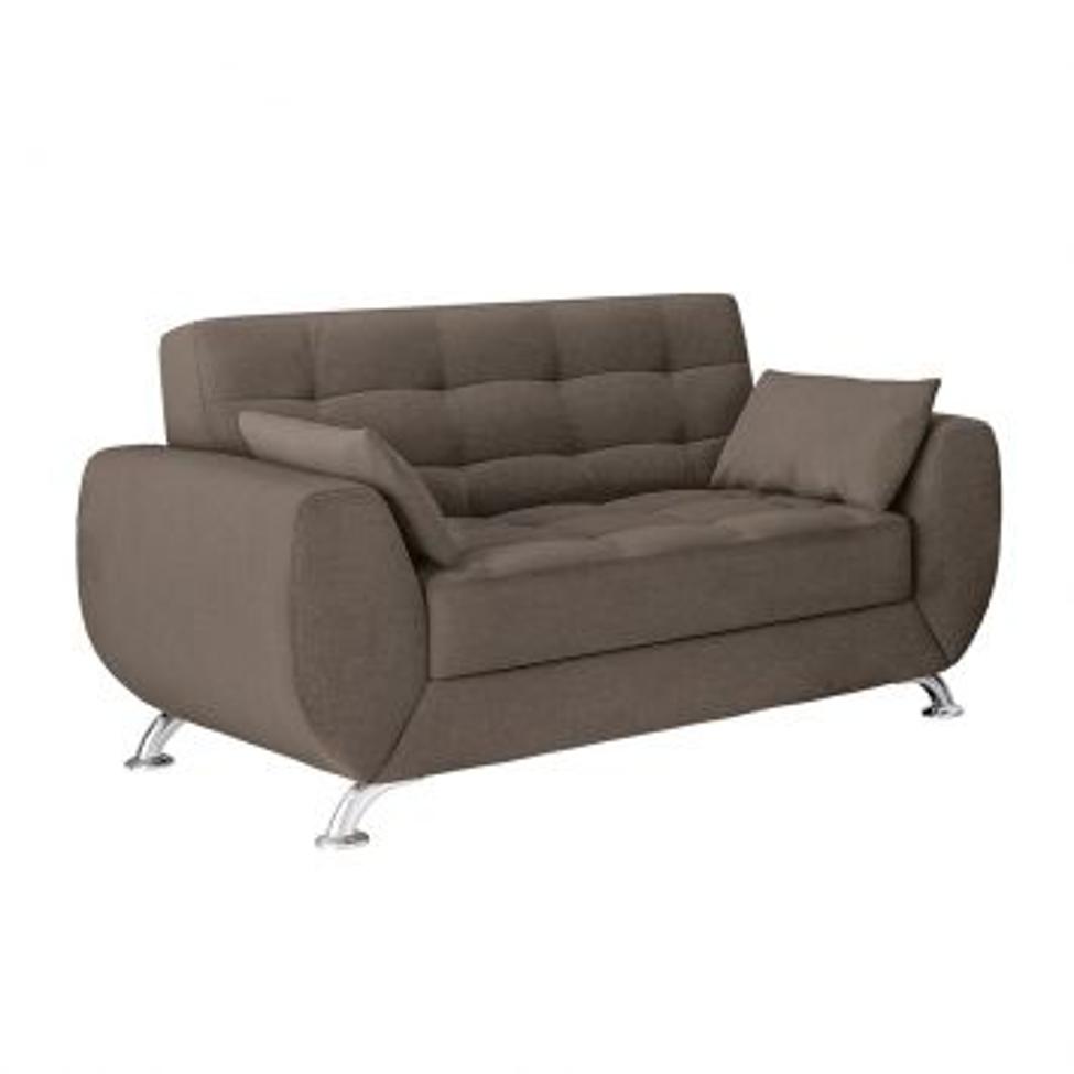 Conjunto de Sofá 2 e 3 Lugares Larissa Suede Castanho