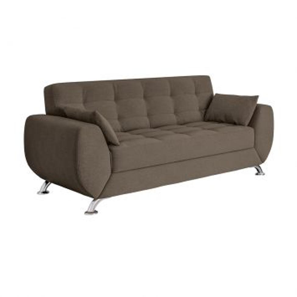 Conjunto de Sofá 2 e 3 Lugares Larissa Suede Castanho