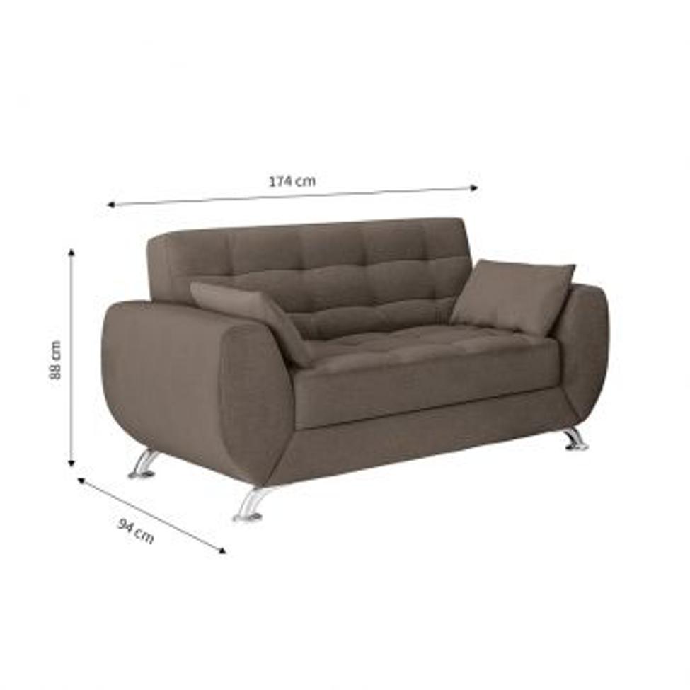 Conjunto de Sofá 2 e 3 Lugares Larissa Suede Castanho