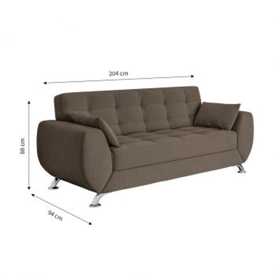 Conjunto de Sofá 2 e 3 Lugares Larissa Suede Castanho