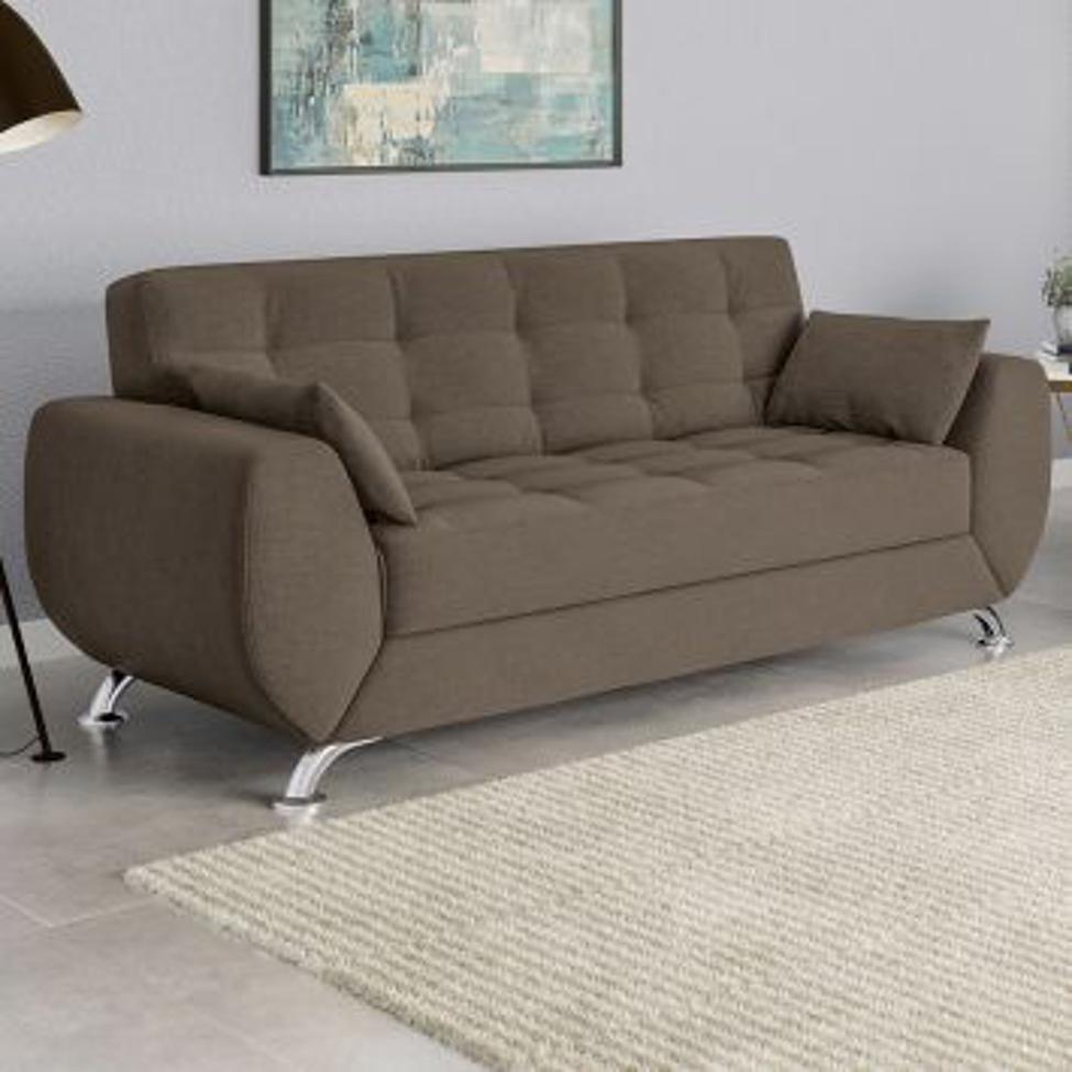Conjunto de Sofá 2 e 3 Lugares Larissa Suede Castanho