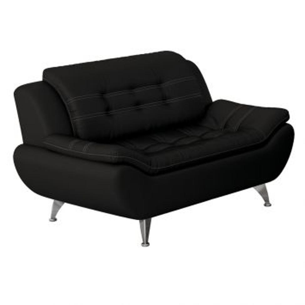 Conjunto de Sofá 2 e 3 Lugares New Passion Revestimento Sintético Preto