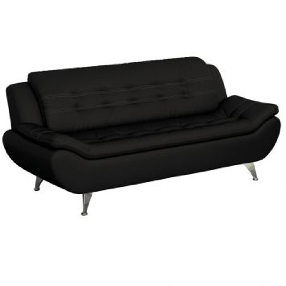 Conjunto de Sofá 2 e 3 Lugares New Passion Revestimento Sintético Preto