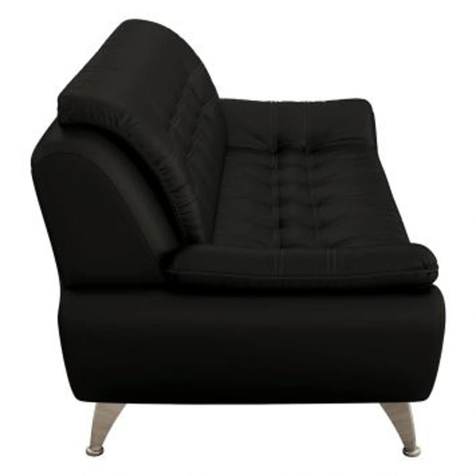 Conjunto de Sofá 2 e 3 Lugares New Passion Revestimento Sintético Preto