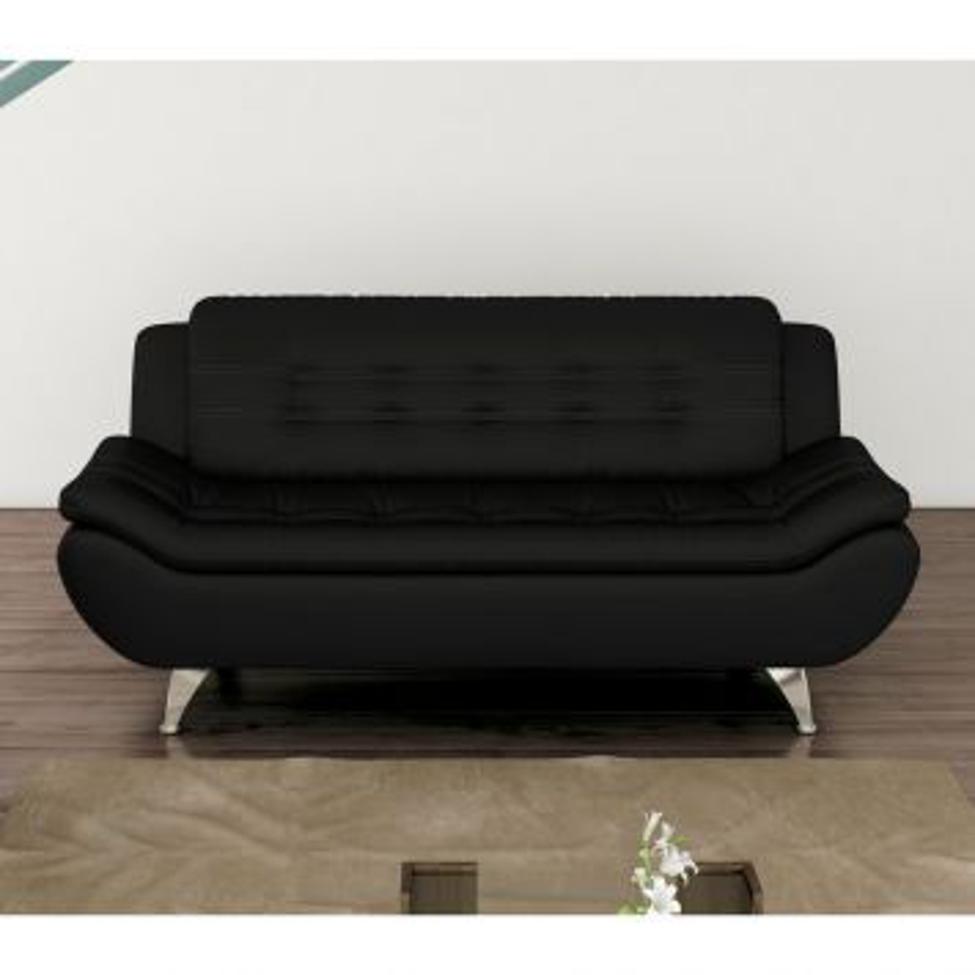 Conjunto de Sofá 2 e 3 Lugares New Passion Revestimento Sintético Preto