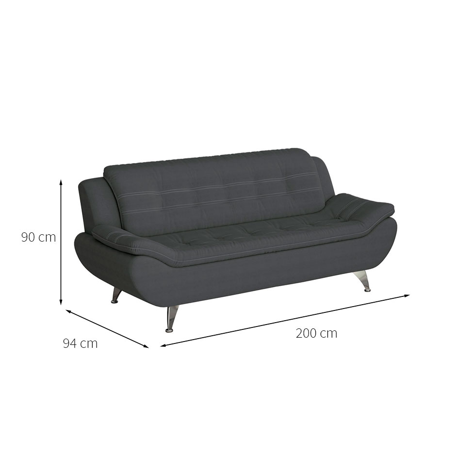 Conjunto de Sofá 2 e 3 Lugares New Passion Suede Cinza