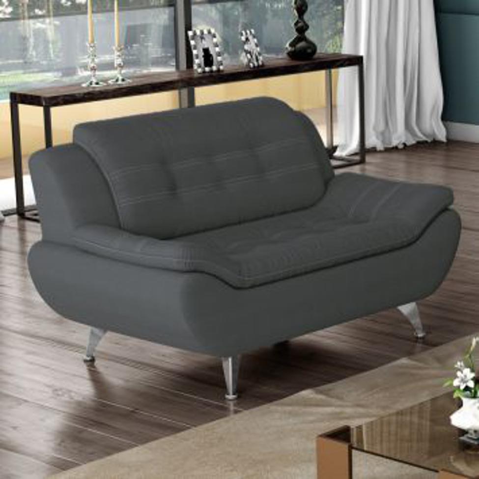 Conjunto de Sofá 2 e 3 Lugares New Passion Suede Cinza