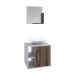 Conjunto para Banheiro Gabinete com Cuba Folha L38 e Espelheira Soft 500  Branco com Nogal