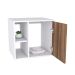 Conjunto para Banheiro Gabinete com Cuba Folha L38 e Espelheira Soft 500  Branco com Nogal